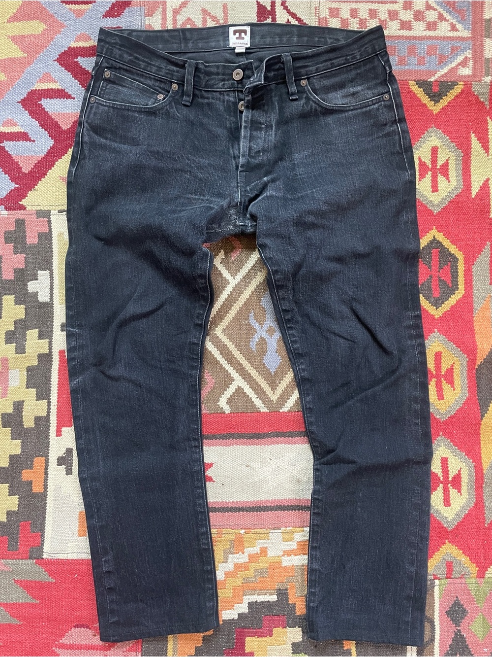 Tellason Gustave Slim Taper 34W 28L Black 13.5oz selvage denim jeans